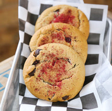 Load image into Gallery viewer, Foxship Bakery Vegan Dark Chocolate Raspberry  Cookies